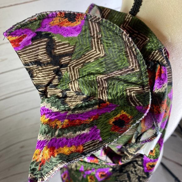 Vintage Patchwork Peacock Silky Blouse Plus Sz 16 - Picture 7 of 8